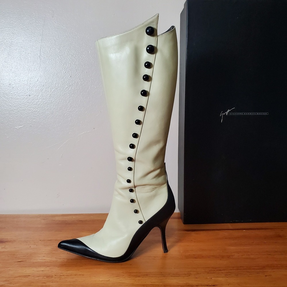 Giuseppe Zanotti Vicini Leather Victorian Boots Matching Purse Handbag 36 Mod - Picture 9 of 16